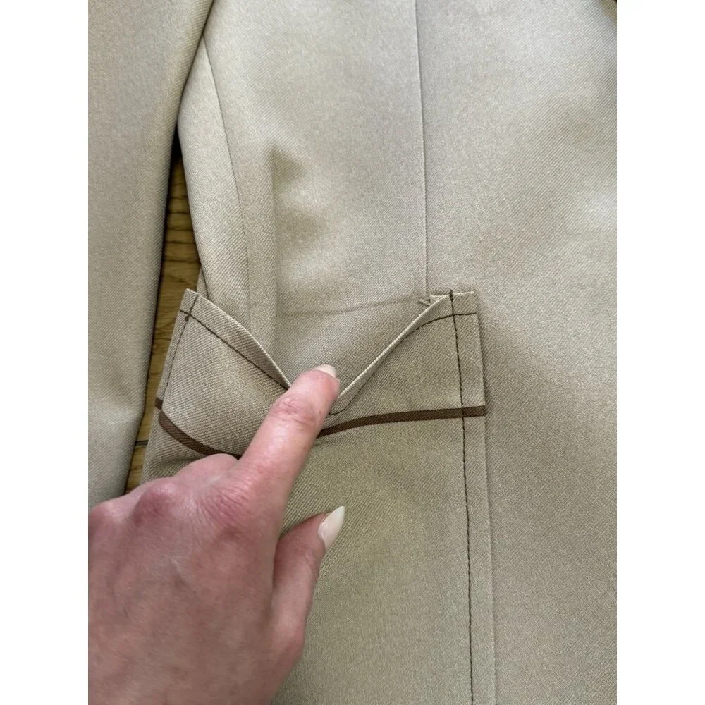 Johnny Carson Blazer Mens Measured Tan Sports Coat Jacket 2 Buttons Designer VTG